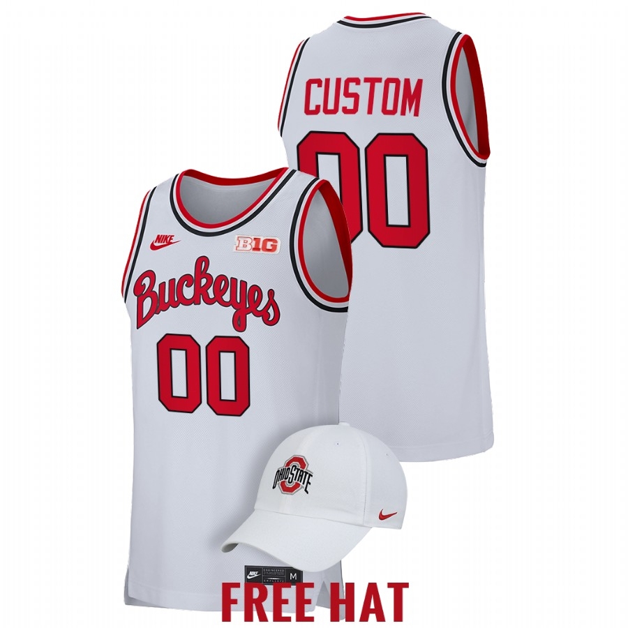 Ohio State Buckeyes Men's NCAA Custom #00 White 2021-22 Retro College Basketball Jersey CJR6149BM